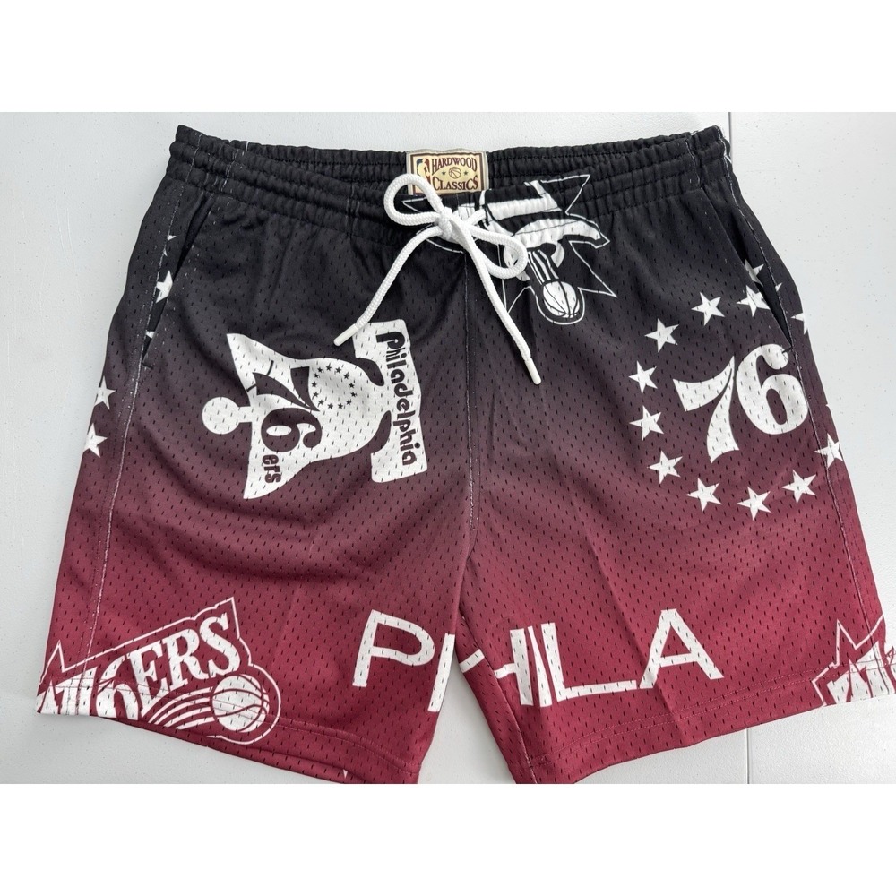 Mitchell & Ness Philadelphia 76ers NBA Destination Leisure Camp Mesh Shorts L